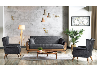 Design Modern Living room Set Sofa set 3+3+1 Gray Living room furniture set