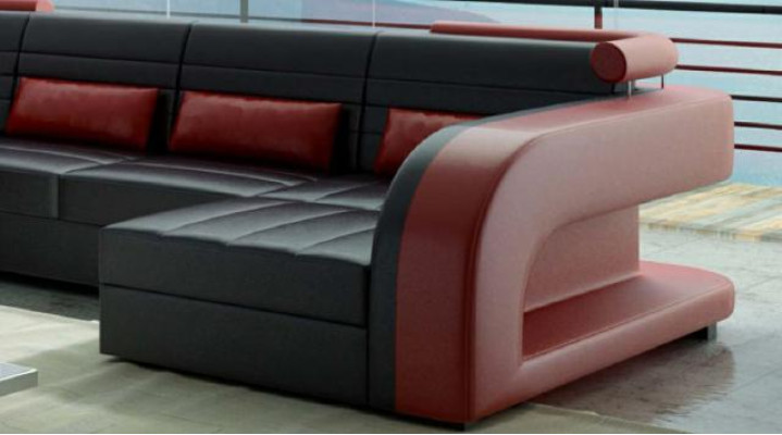 Leather Sofa with USB Upholstery Corner sofa Living landscape Upholstered corner Sofa Bergamo Couch