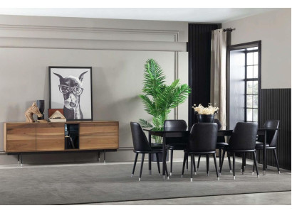 8-piece kitchen set with chairs modern style black color comfortable new