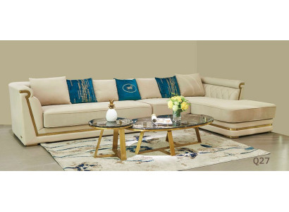 Suite Table Living landscape Corner sofa L-shape 2x Coffee table Corner Leather