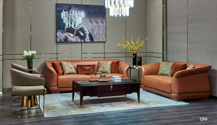 modern sofa suite 3+2 seater design leather sofa couch leather orange