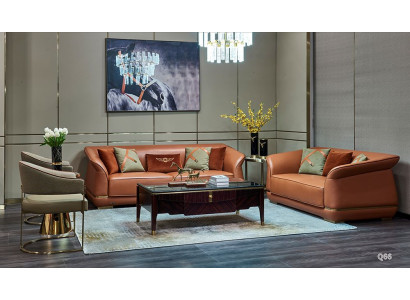 modern sofa suite 3+2 seater design leather sofa couch leather orange