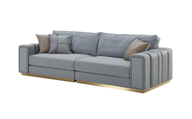 Designer Gray Sofa Set 3+2 Seater Luxurious Upholstery Couch Set