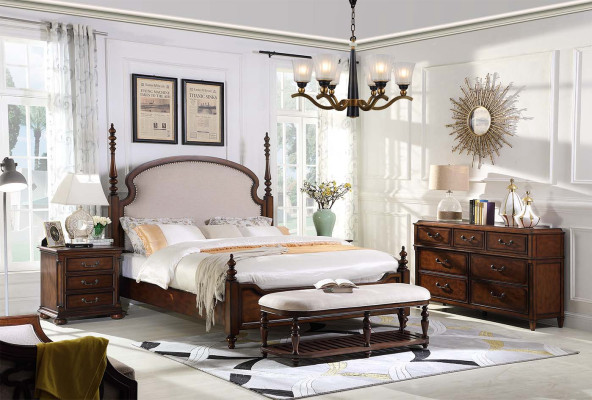 Wilhelminian Style Bedroom Real Wood Furniture Complete 5pcs. Suite Bed Table