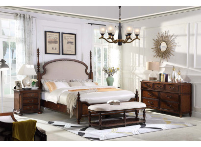 Wilhelminian Style Bedroom Real Wood Furniture Complete 5pcs. Suite Bed Table