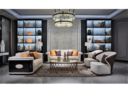 Luxurious Ambiente 3+2+1+1 Living room set inspired by Art Nouveau