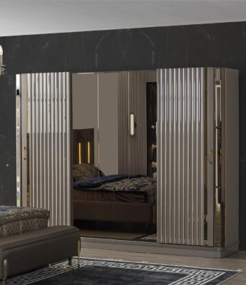 Wardrobe Wooden Cabinet Wardrobe Bedroom Luxury Cabinets Brown