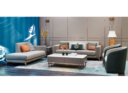 Leather sofa Couch Upholstery Suite 3 + Chaise lounge Armchair Seat Suite 4 pieces