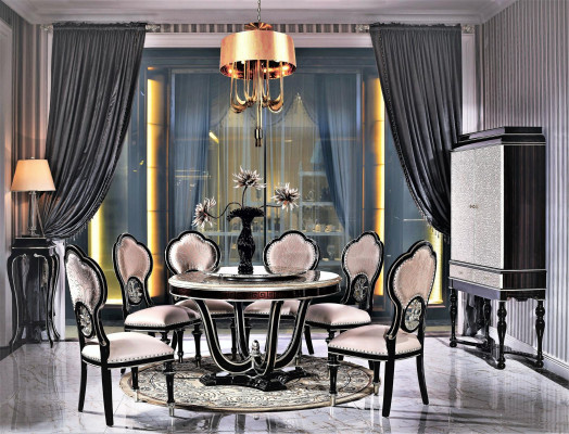 Royal Chair for 6 People for the Living room in Black-Beige