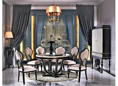 Royal Chair for 6 People for the Living room in Black-Beige