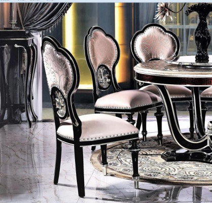 Royal Chair for 6 People for the Living room in Black-Beige