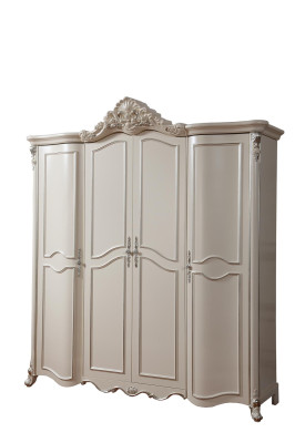 Exquisite three-door White Wardrobe in Classic n style