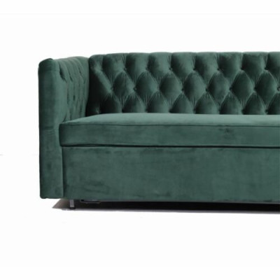 American Style Chesterfield Sofa Couch Leather Upholstery Three Seater Green