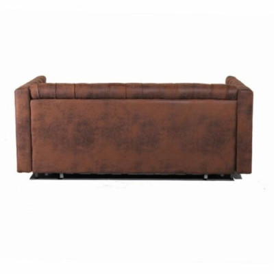 American Style Chesterfield Sofa Couch Leather Upholstery Brown Three Seater