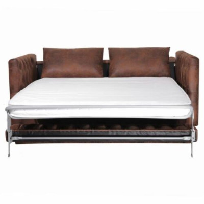 American Style Chesterfield Sofa Couch Leather Upholstery Brown Three Seater