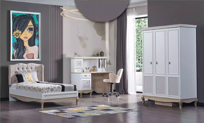 Wooden bed Bedroom Design Luxury Furniture Youth Room White Classic