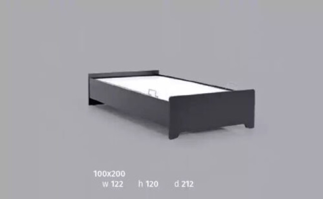 Designer beds Childrens bed Black modern youth bed 100x200cm