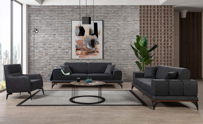 Sofa set 3+3+1 Seater Set Design Sofa Textile Armchair Living room new