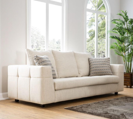 Luxury Modern Sofa 3 Seater Upholstered Sofa White Textill Seat Design Couch Sofas