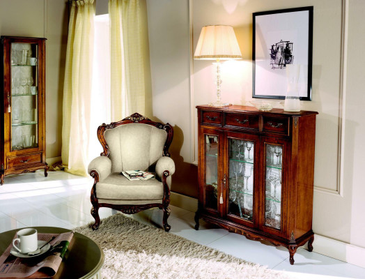 Furniture Style Baroque Wood Chest of drawers Wardrobe Display case Furniture Luxury Armchair