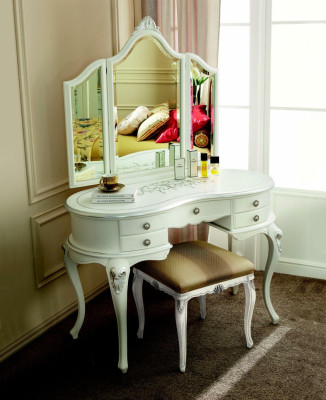 Furniture Baroque Wood Tables Console table Mirror Italian make-up table 2 pieces.