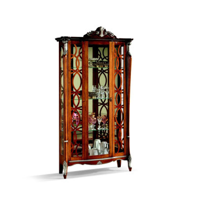 Italian Furniture Luxury Design Wood Classic Baroque Shelf Glass Cabinet Showcases
