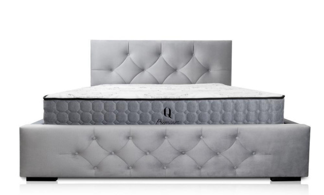 Bed White Modern Design Fabric Upholstery Bedroom Double bed Wood Elegant new