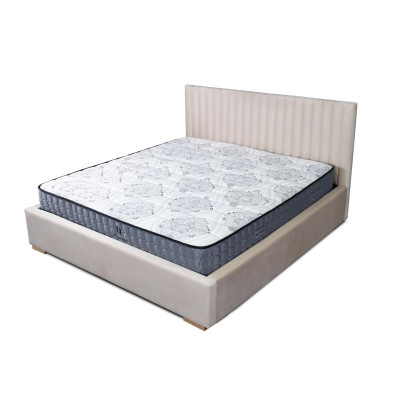 Bed Beige Double bed Wood Modern Elegant Bed Upholstery Fabric Bedroom new
