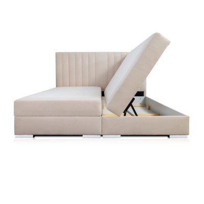 Comfortable and functional bed is made of high quality material in a modern style