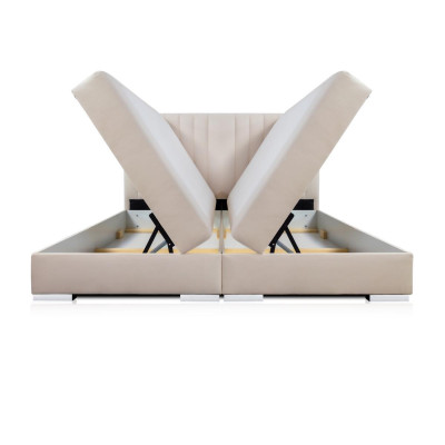Comfortable and functional bed is made of high quality material in a modern style