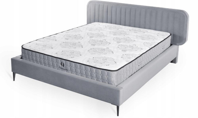 Bed Gray Double bed Bedroom Wood Furniture Design Elegant Upholstery Fabric new