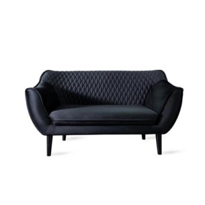 Sofa 2 Seater Black Modern Living room Luxury Design Wood Furniture Upholstery Fabric