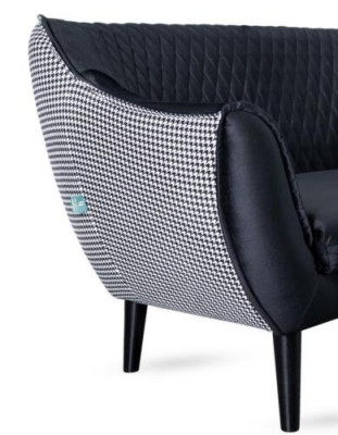 Sofa 2 Seater Black Modern Living room Luxury Design Wood Furniture Upholstery Fabric