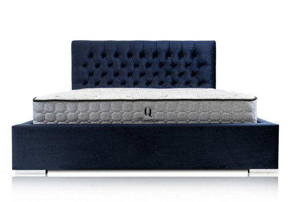 Bed Blue Modern Design Fabric Upholstery Bedroom Double bed Wood Elegant new