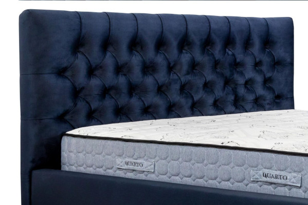 Bed Blue Modern Design Fabric Upholstery Bedroom Double bed Wood Elegant new