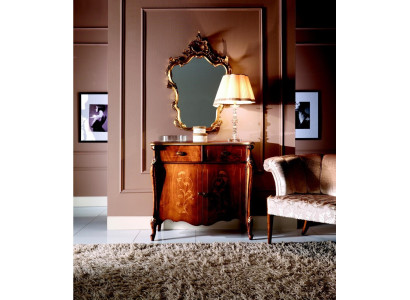 Luxury Furniture Style Baroque 2-Piece Set Chest of Drawers with Mirror Luxury Wood Italian