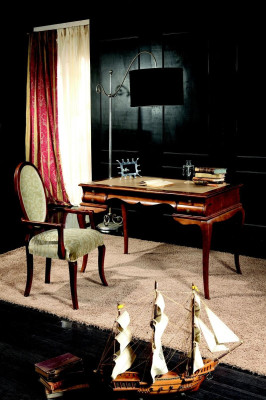 Wood Furniture Luxury Office 2-Piece Set Desk Armchair Italian Tables Baroque