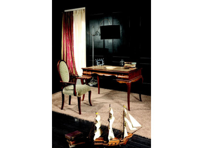 Wood Furniture Luxury Office 2-Piece Set Desk Armchair Italian Tables Baroque
