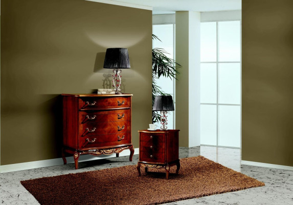 Luxury Italian Furniture Big Chest of drawers Wardrobe with 4 Drawer Wood Brown