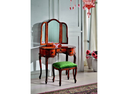 Italian Furniture Wood 2pcs Luxury Dressing table Stool Baroque Bedroom Furniture