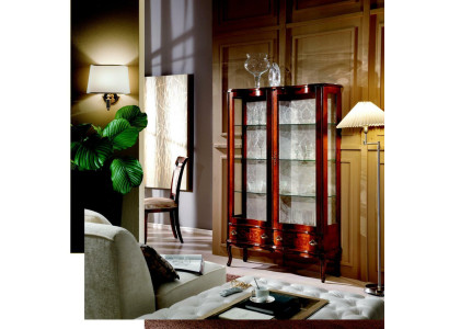 Furniture Classic Luxury Display case Antique Style Baroque Rococo Glass Cabinet Living room new