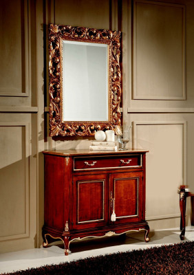 Wood Italian Furniture 2-piece Set Furniture Style Baroque Luxury Chest of drawers with Mirror