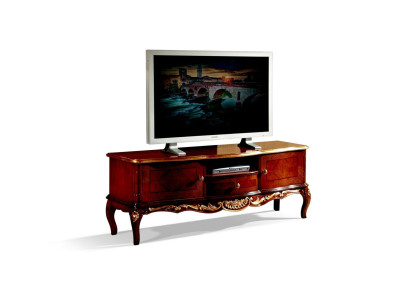 Designer Wood Baroque TV Wardrobe with 2 Doors Drawer and Shelf Italy