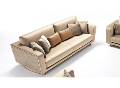 Designer three-seater upholstered sofa with modern design for the living room