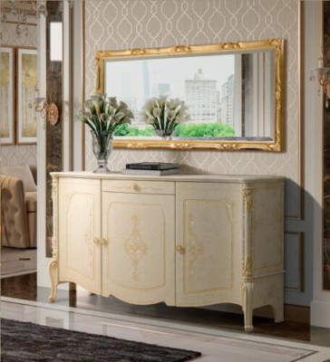 Koommode with Mirror Wood Chests of drawers Furniture Wardrobe Bedroom Black Sideboard