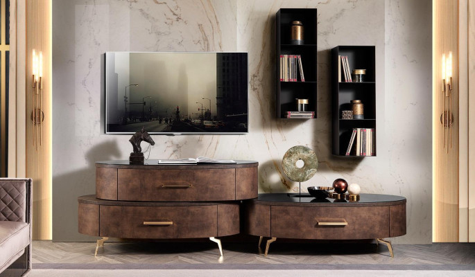Design Wall unit Sideboard TV cabinet Lowboard Sideboard 4 pcs. Set of wall shelves new