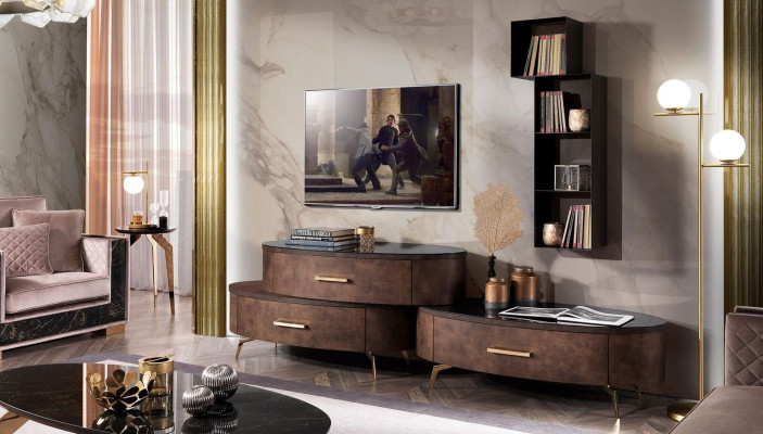 Living room Set Design 2x Chest of drawers Wall shelf Wall unit Shelf Cabinets 4pcs.