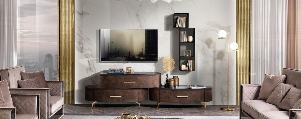 Living room Set Design 2x Chest of drawers Wall shelf Wall unit Shelf Cabinets 4pcs.