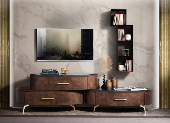 Living room Set Design 2x Chest of drawers Wall shelf Wall unit Shelf Cabinets 4pcs.