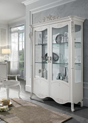 Display case White Glass Cabinet Design Classic Wardrobe Luxury Wood Furniture Showcases new